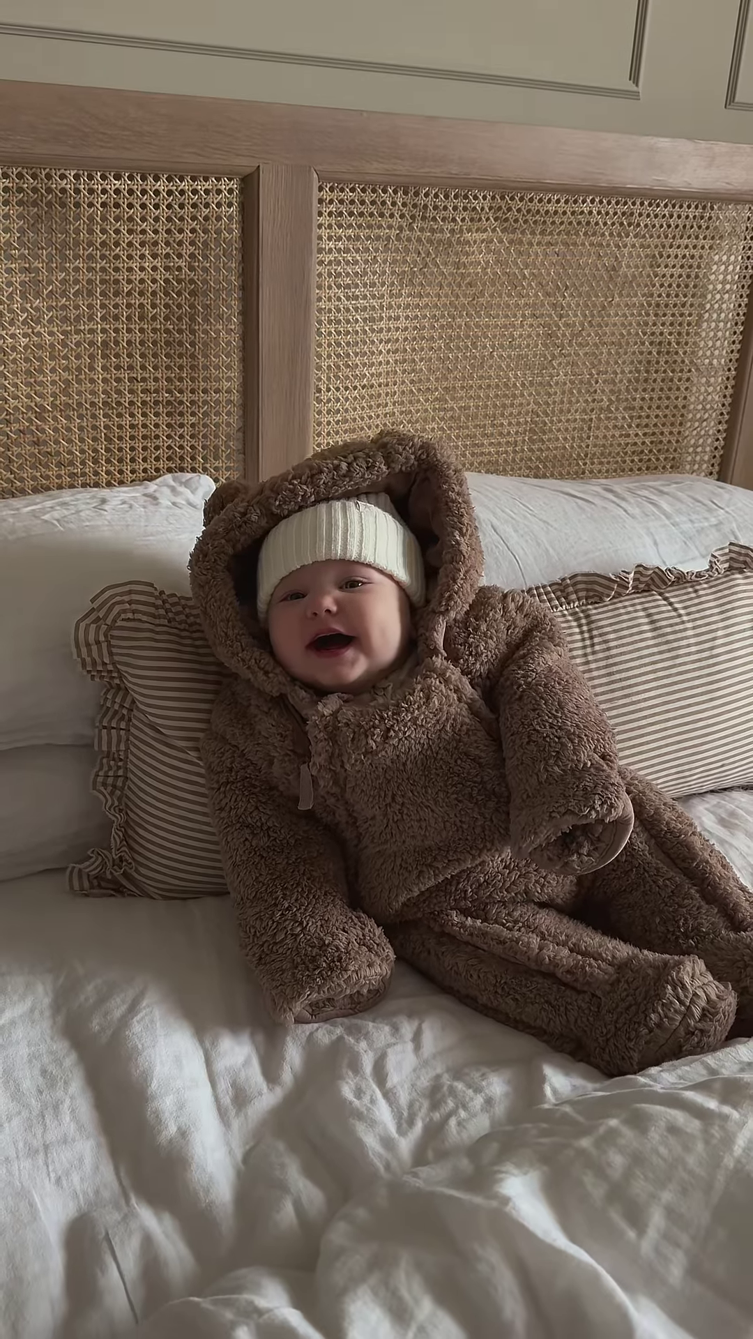 Plush Bear-Hooded Doll Outfit 🧸🛏 With Furry Texture & Ear Detail – Brown Variant - Image 2