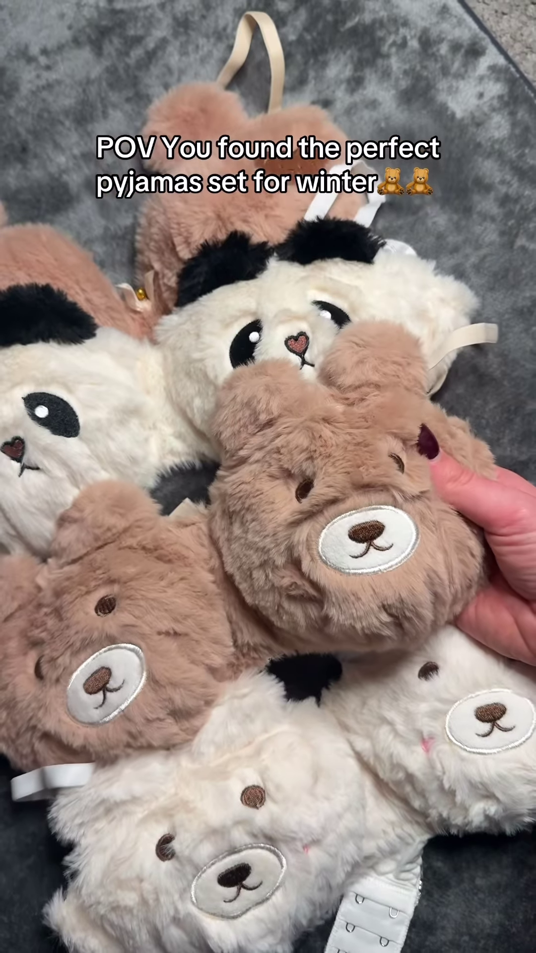 Fluffy Animal-Themed Winter Pajama Sets ๐ปโ๏ธ โ Soft Plush Sleepwear with Bear & Panda Faces