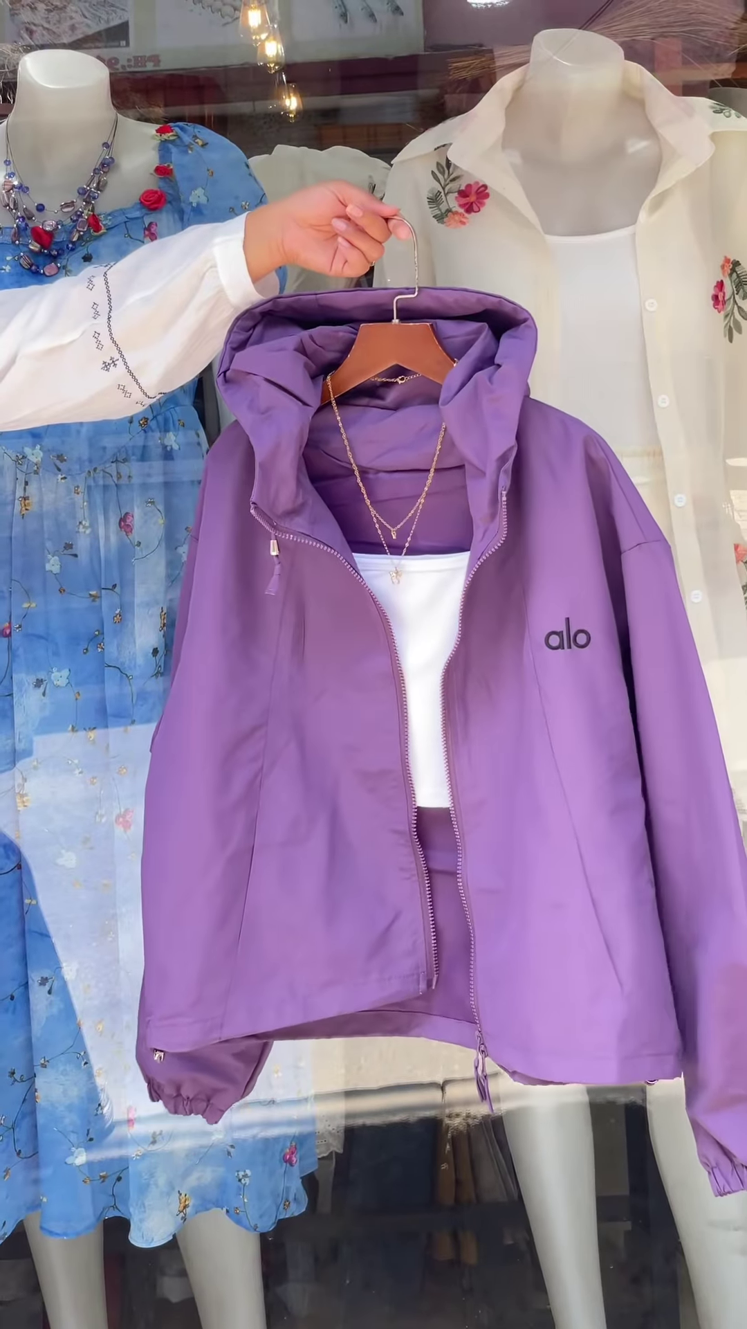 Boutique Hooded Zip-Up Jackets 🧥🌸 – Orange, White & Purple Variants with Layered Styling - Image 5