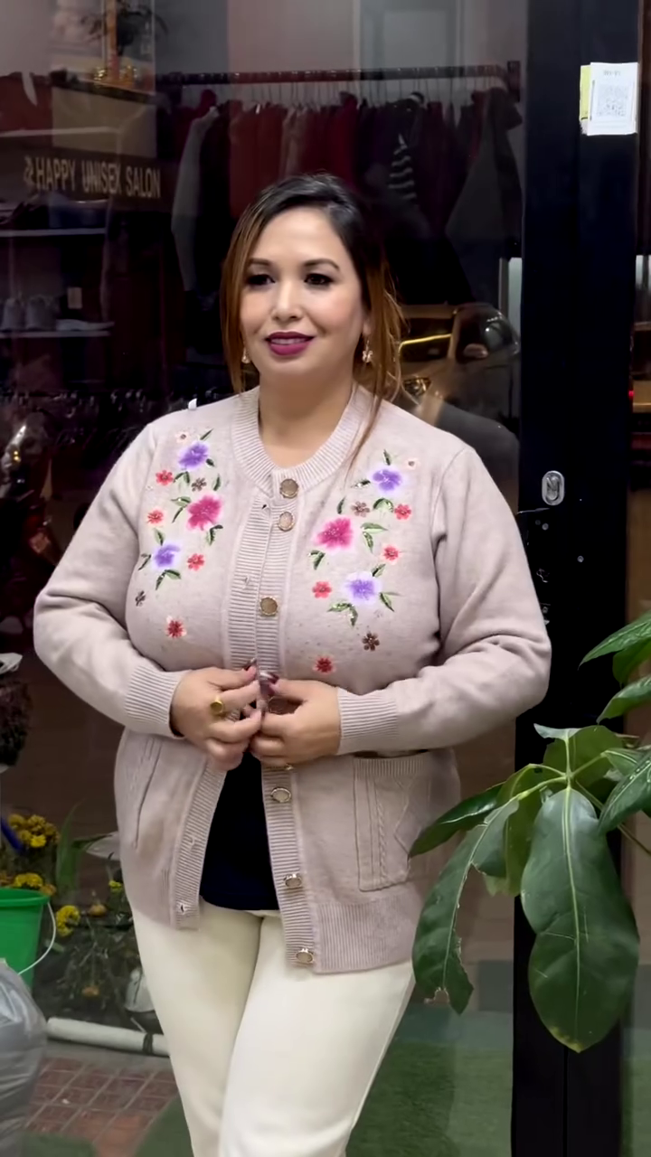 Floral Embroidered Button-Up Cardigans πΈπ§₯ β Available in 10 Vibrant Colors with Pocket & Textured Detailing - Image 7