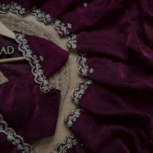 Maroon Vinework Embroidered Silk Ensemble