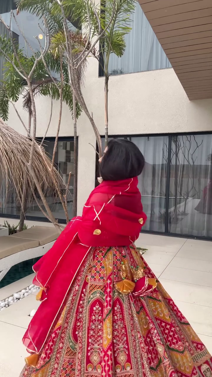 Red Multicolor Printed Anarkali Gown with Dupatta - Image 2