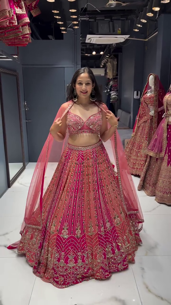 Radiant Pink Embellished Bridal Lehenga Set