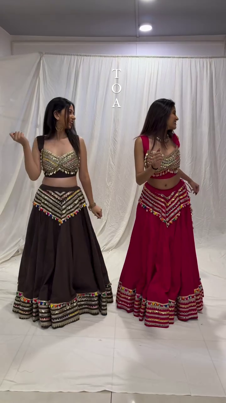 Mirror Work Festive Lehenga Set with Colorful Tassels