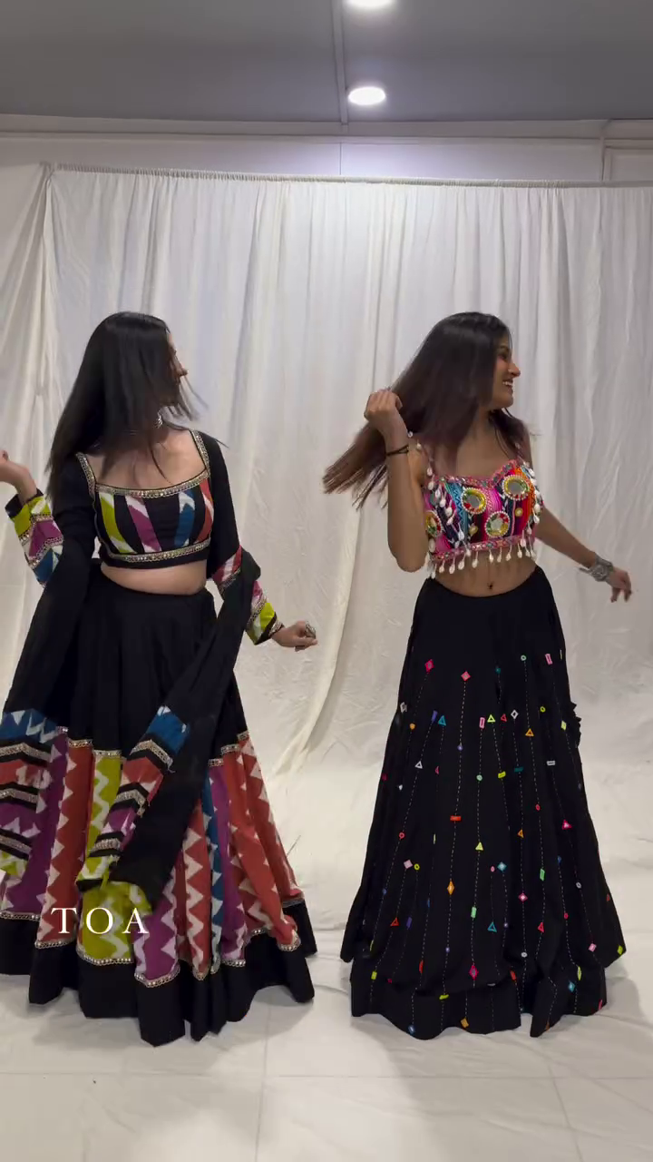 Mirror Work Festive Lehenga Set with Colorful Tassels - Image 3