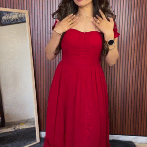 Crimson Charm Off-Shoulder Gown