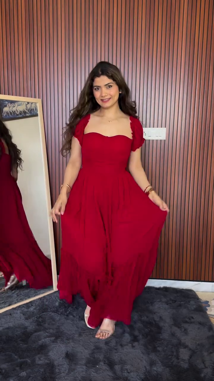 Crimson Charm Off-Shoulder Gown - Image 2