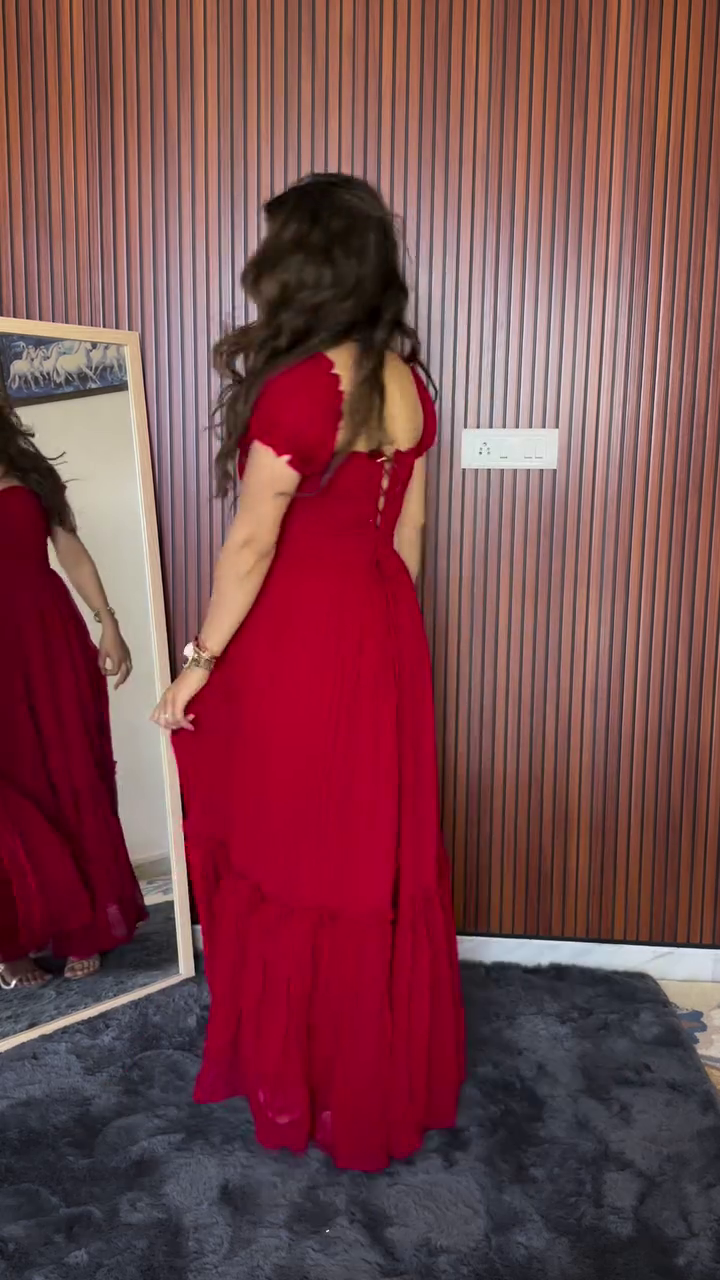 Crimson Charm Off-Shoulder Gown - Image 3