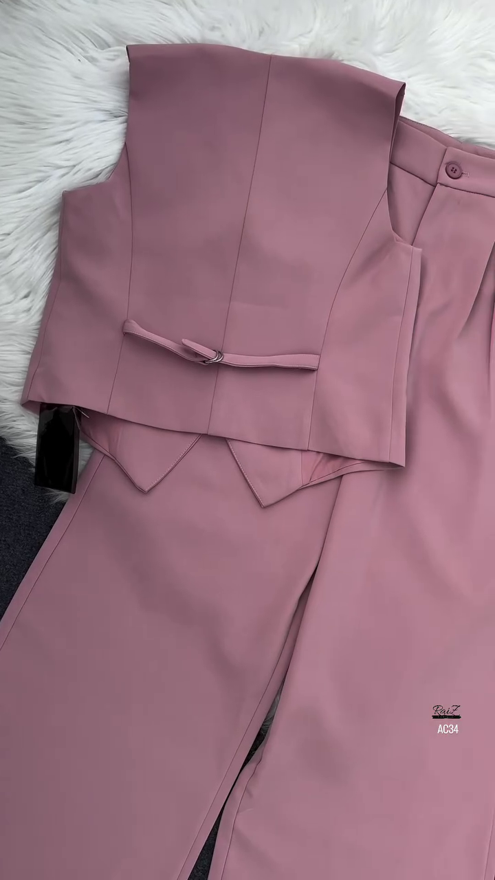 Women’s Black Tailored Vest & Wide-Leg Trouser Co-ord Set - Image 3