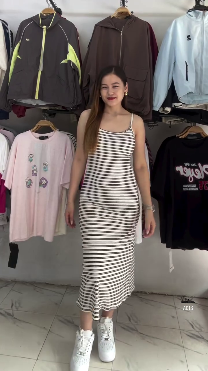 Women’s Sleeveless Striped Bodycon Midi Dress - Image 6