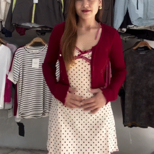 Women’s Polka Dot Mini Dress with Cropped Cardigan Set