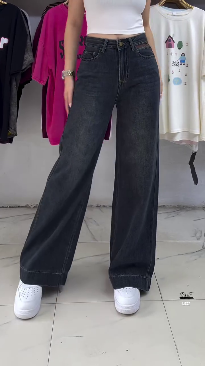 Women’s Ultra-Wide Leg High-Waisted Jeans – Classic Indigo - Image 4