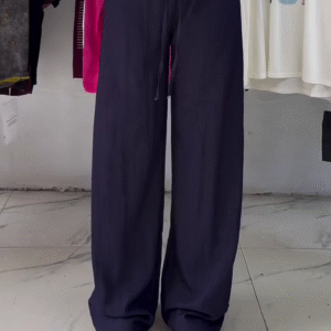 Women’s Relaxed Fit Wide-Leg Drawstring Pants – Deep Navy