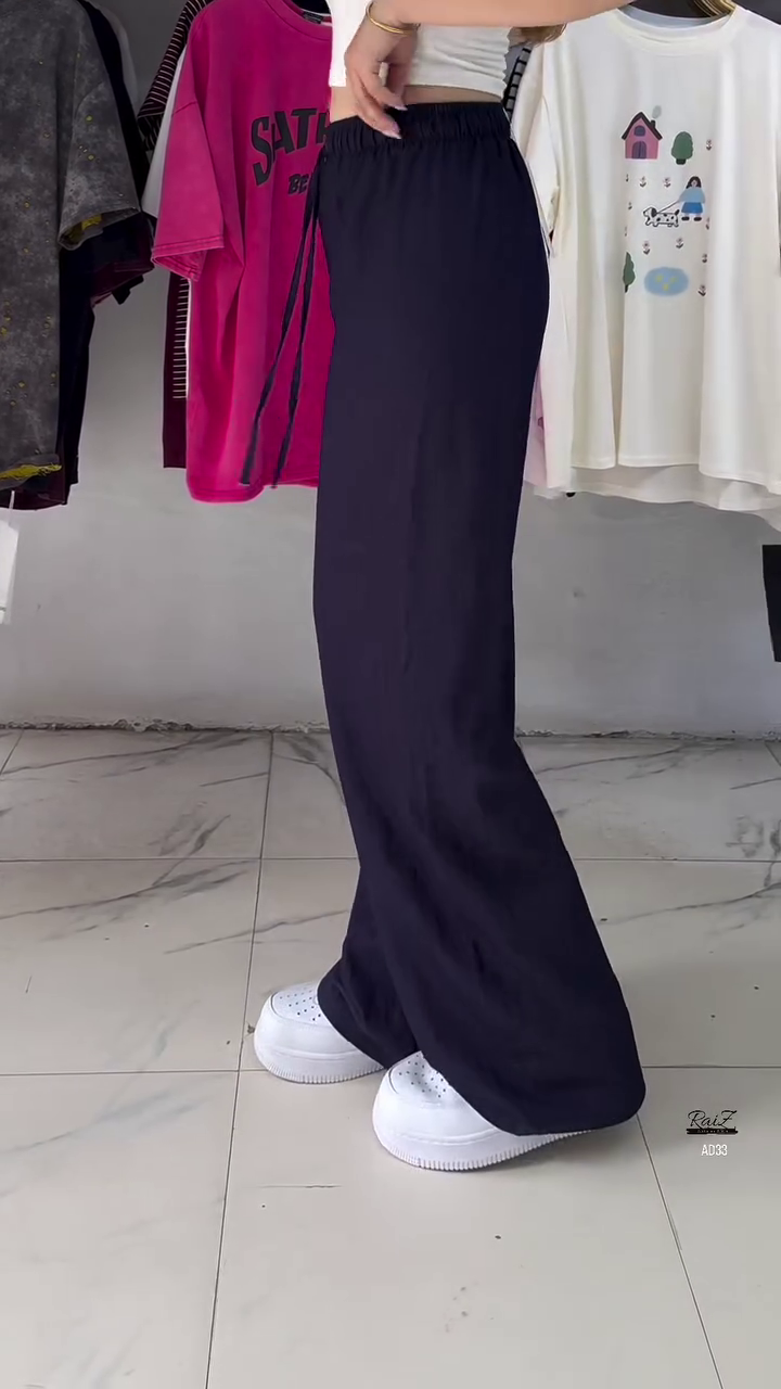 Women’s Relaxed Fit Wide-Leg Drawstring Pants – Deep Navy - Image 2