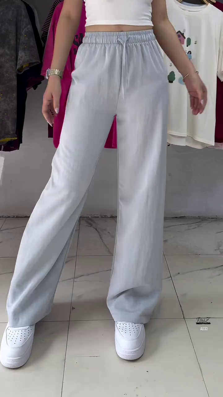 Women’s Relaxed Fit Wide-Leg Drawstring Pants – Deep Navy - Image 3