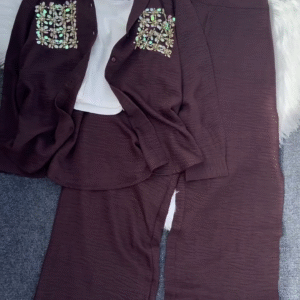 Women’s Teal Embellished Two-Piece Set