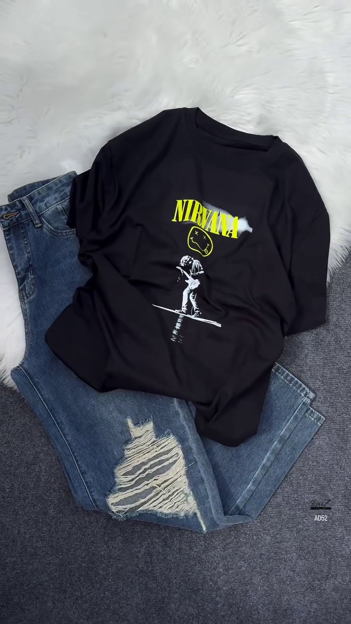 Nirvana Graphic Tee & Distressed Jeans Set - Image 2