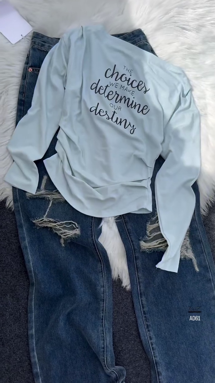 Inspirational Slogan Long-Sleeve Tee - Image 4