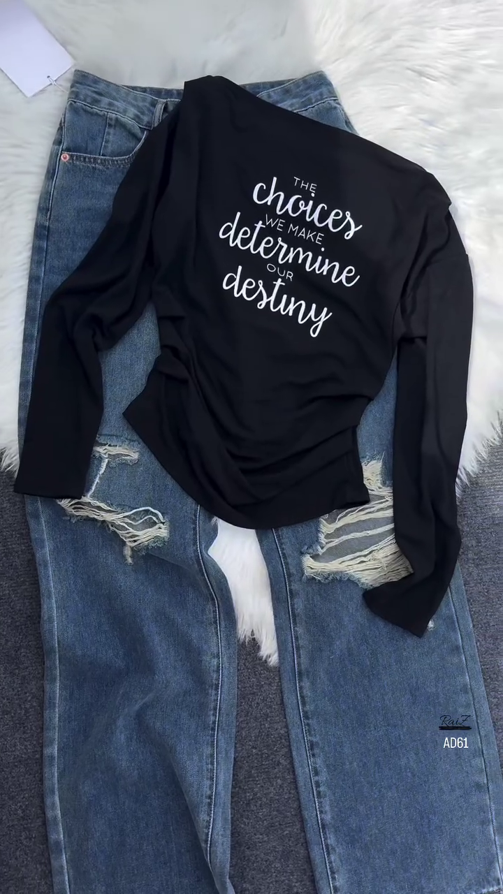 Inspirational Slogan Long-Sleeve Tee - Image 3