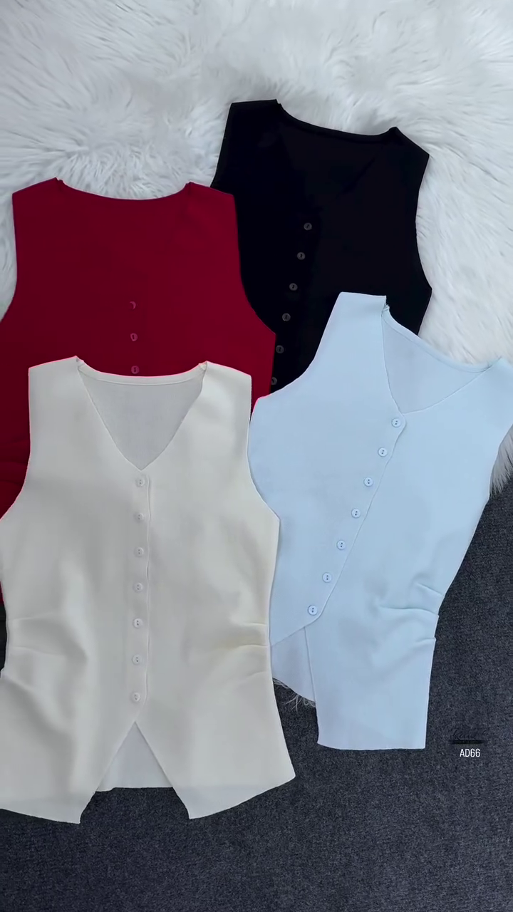 Classic Button-Front Sleeveless Top