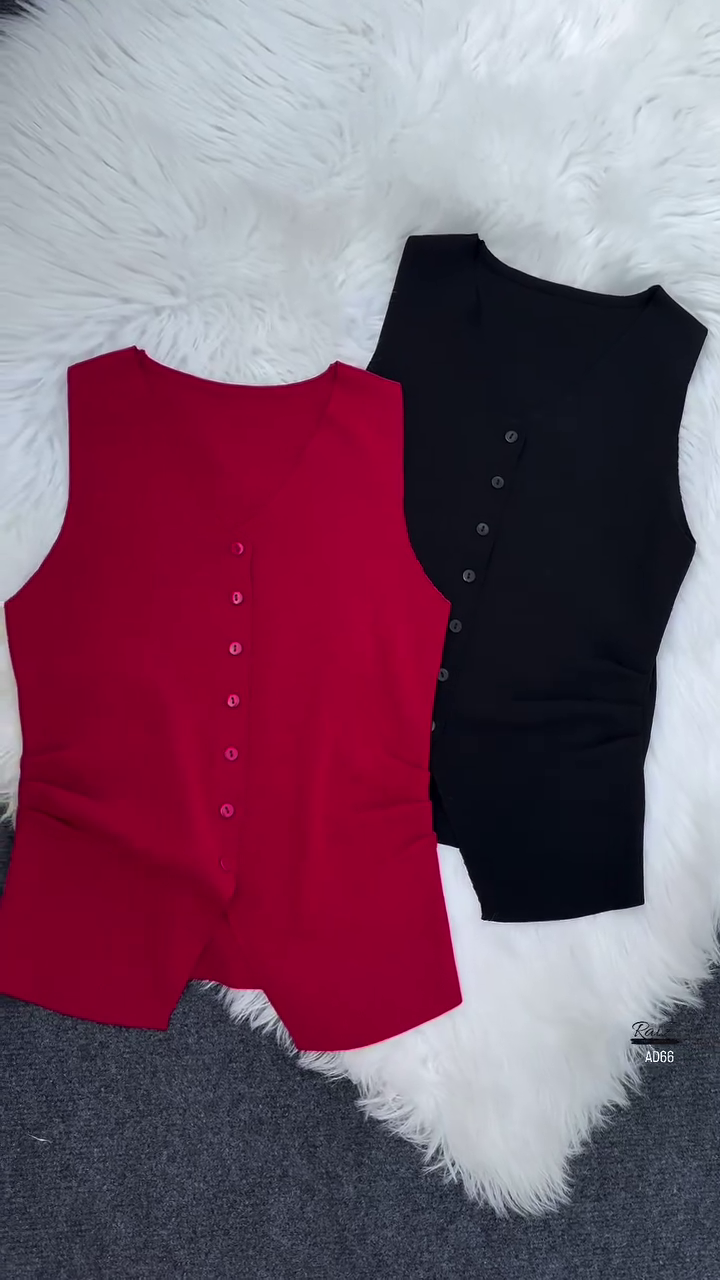 Classic Button-Front Sleeveless Top - Image 2