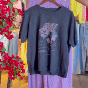 Floral Noir Tee & Lavender Pleat Skirt