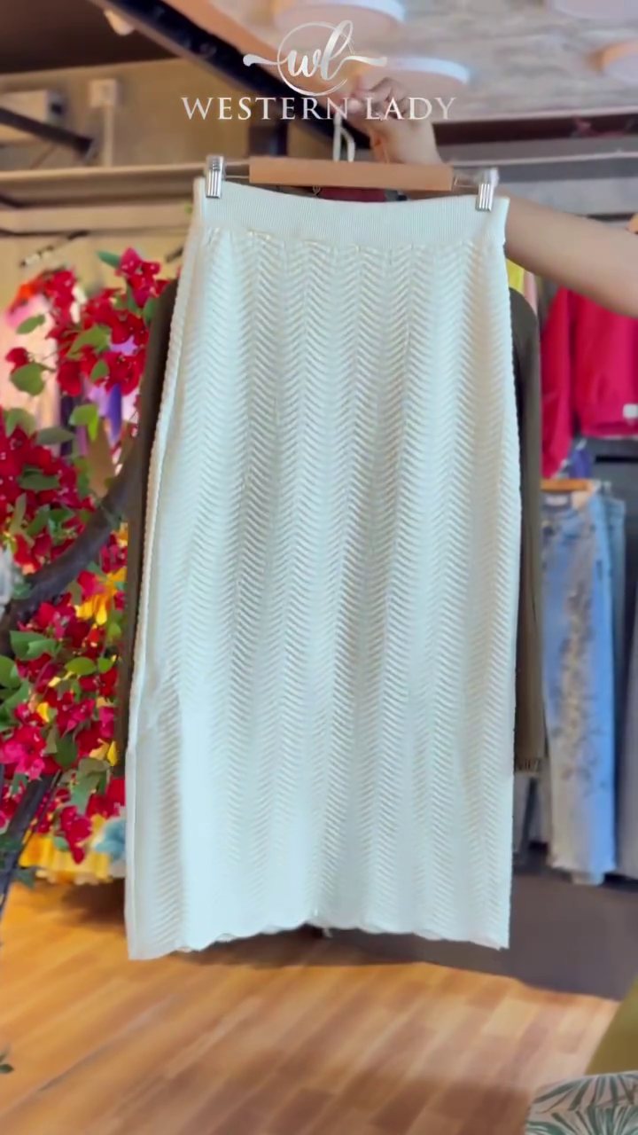 Olive Pearl Sweater & Chevron White Dress - Image 2