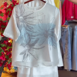 Sketch Bloom Tee & White Petal Shorts