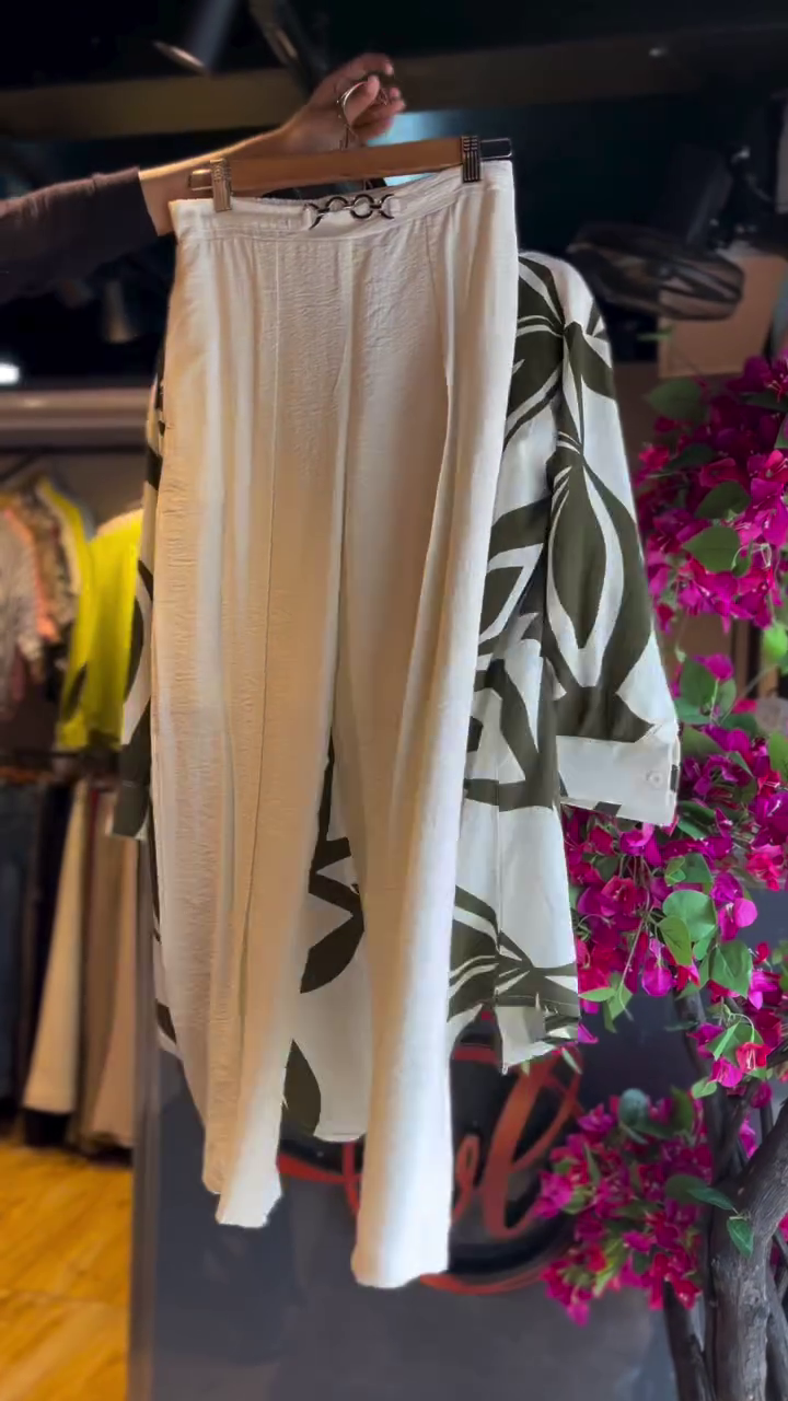 Leaf Lace Shirt & Cream Tapered Pants - Image 2