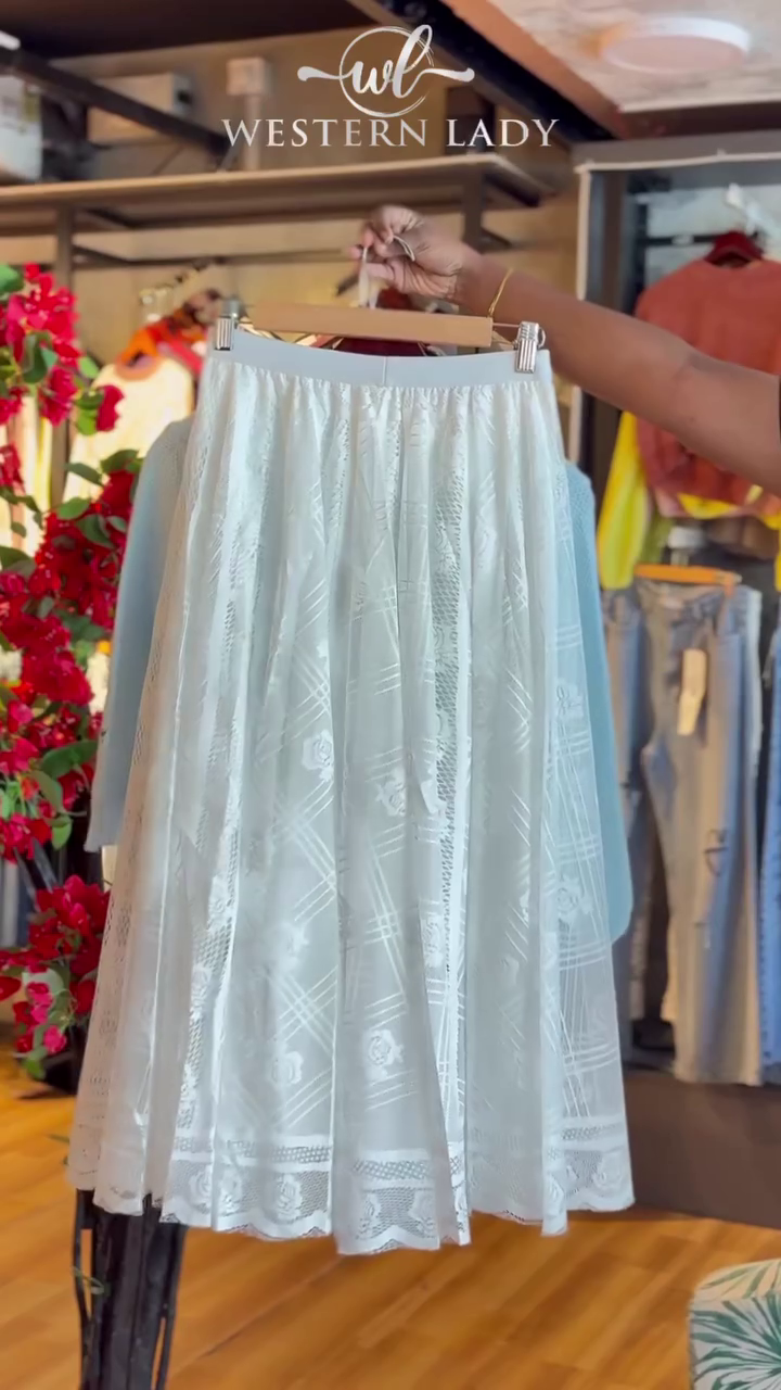 Knitted Bloom Cardigan & Lace Skirt in Powder Blue - Image 2