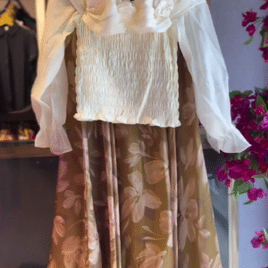 Embroidered Paisley Top in Olive & Wide-Leg Pants in White