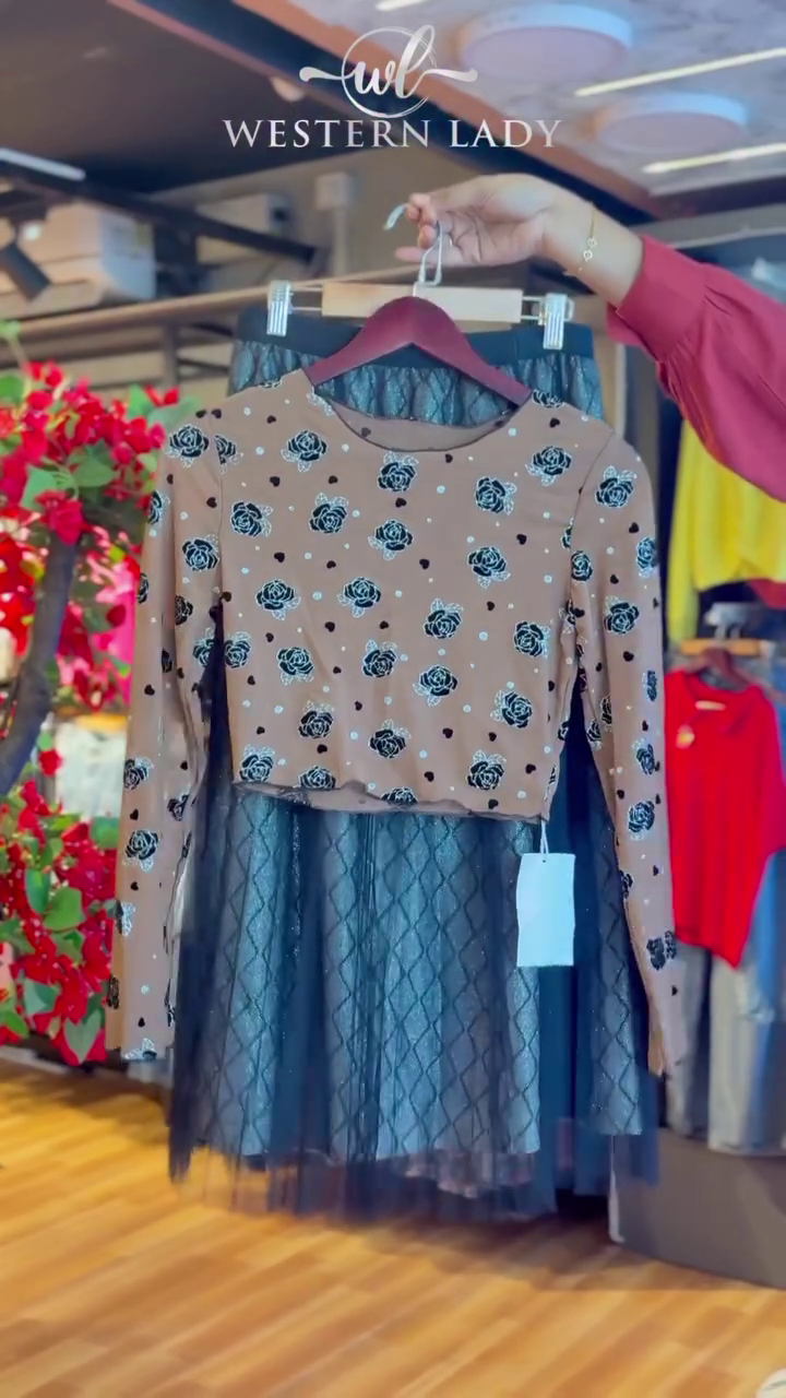 Floral Mesh Dress in Cocoa & Noir