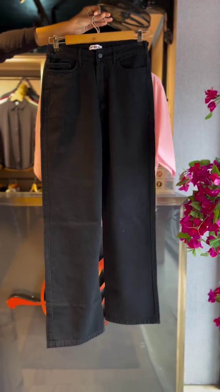 Sheer Blouse in Petal Pink & Slit Skirt in Midnight Black - Image 2