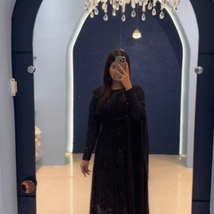 BLACK EMBELLISHED ETHNIC GOWN