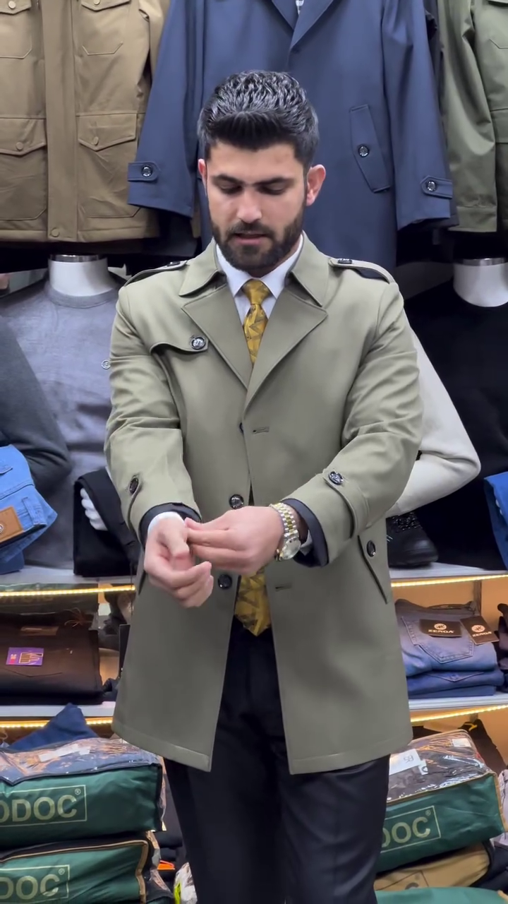 GREEN CLASSIC TRENCH COAT