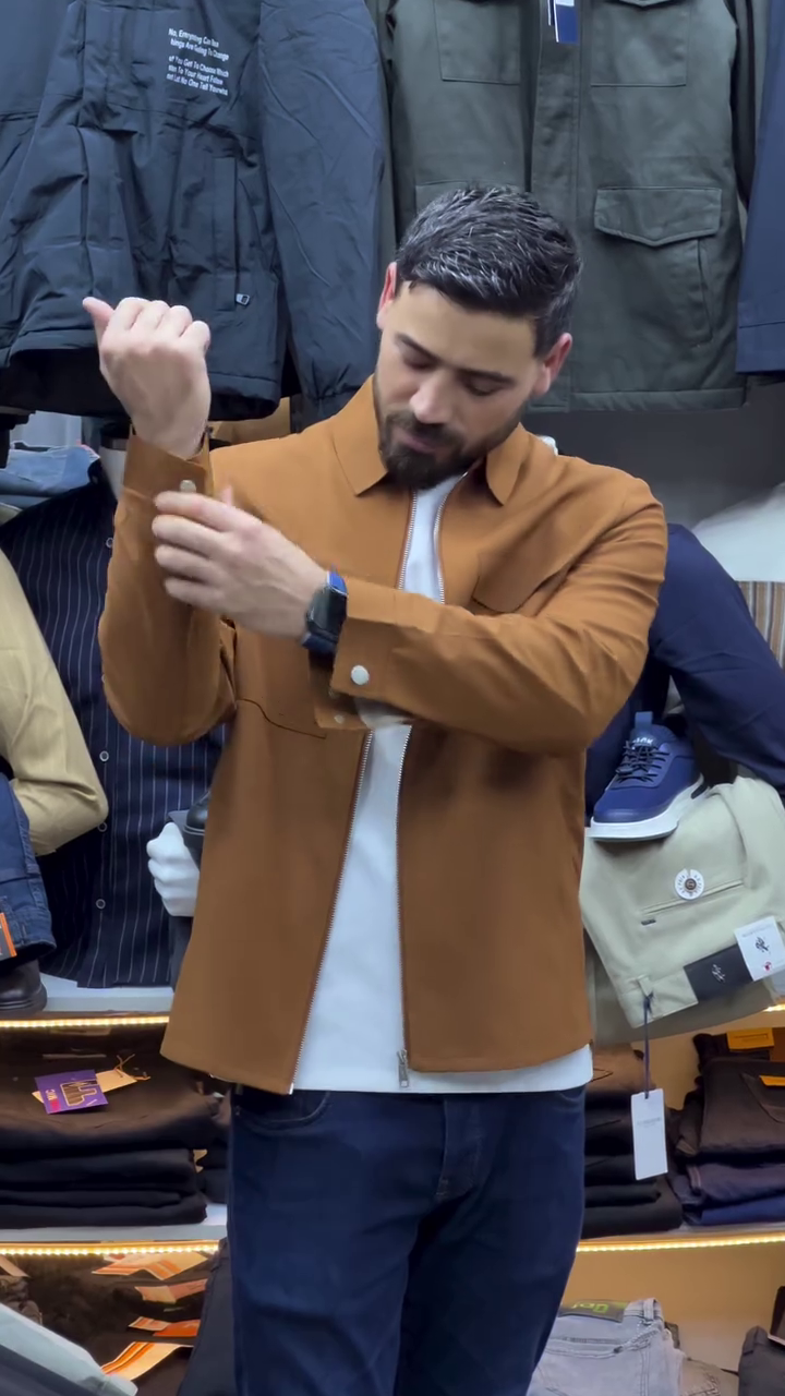 BROWN STRUCTURED BUTTON-UP SHIRT - Image 2