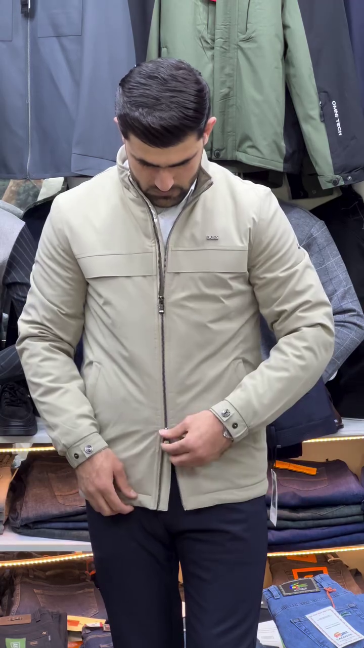 LIGHT BEIGE MAGO ZIP-UP JACKET