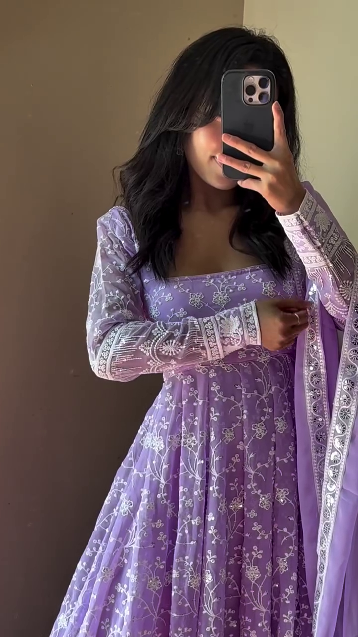Lavender Heavy Embroidered Anarkali Suit with Dupatta – Elegant Premium Collection - Image 2