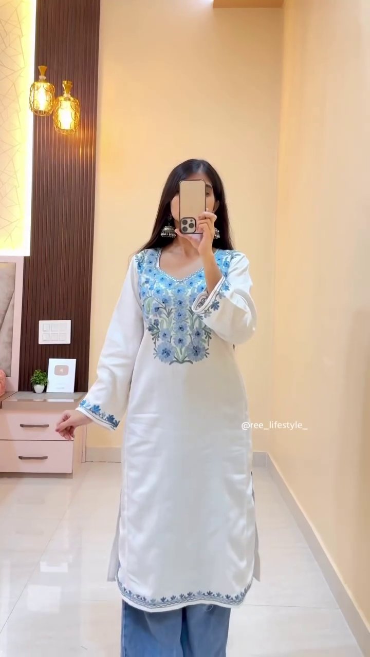 Maroon Straight Kurti with Golden Thread Embroidery – Elegant Daily & Festive Wear Edition - Image 2