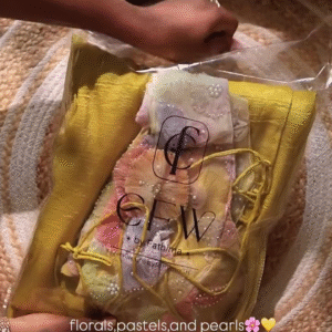 Sunshine Yellow Organza Dupatta with 3D Floral & Pearl Handwork