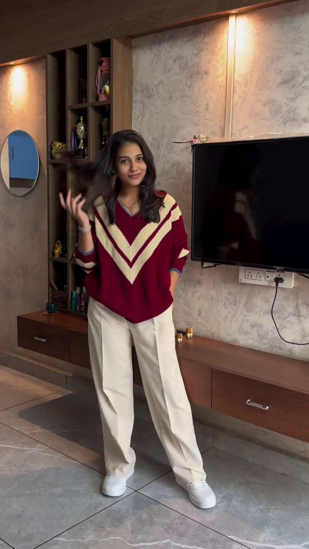 Mustard & Cream Striped Winter Knitwear Pullover – High-Neck Cozy Sweater