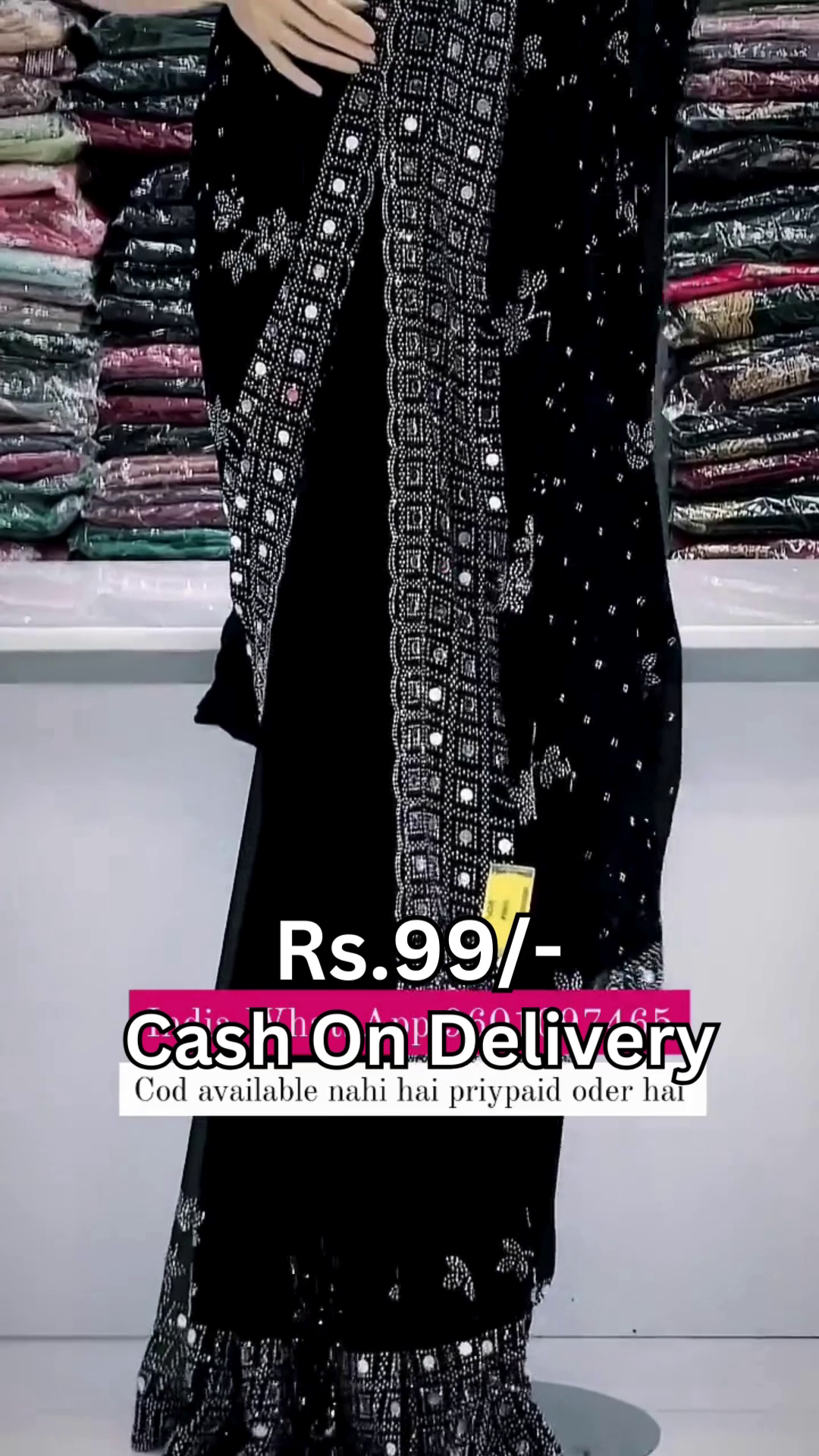 Midnight Noir Shimmer Saree with Mirror-Work Artistry
