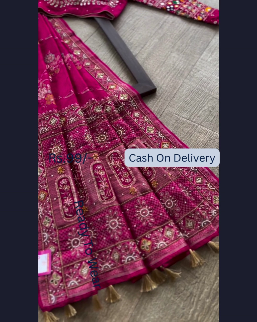 Magenta Heritage Saree with Celestial & Floral Artistry - Image 2