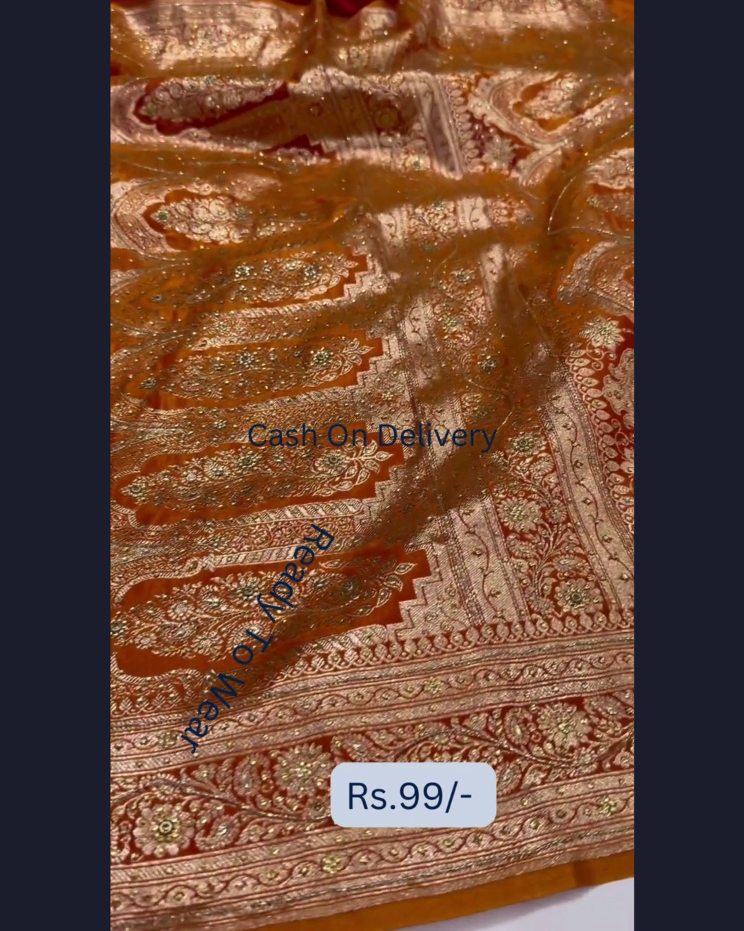 Heritage Gold Zari Saree in Burnished Orange