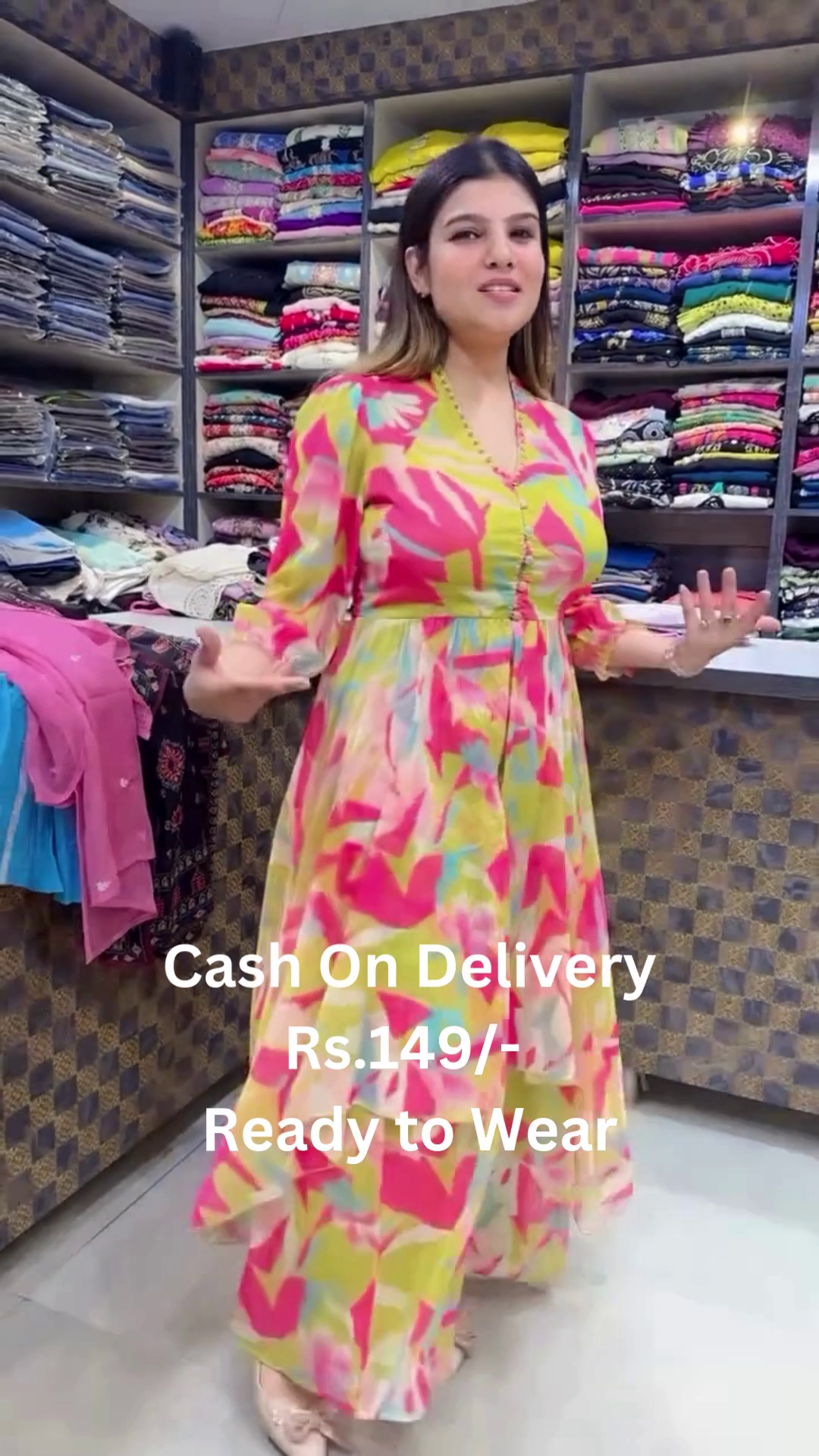 Abstract Floral High-Low Anarkali Gown - Image 2