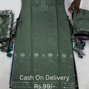 Sage Serenity: Embroidered Straight Suit Set