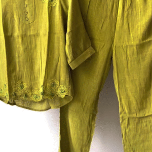 Chic Lime Green Embroidered Co-ord Set – Effortless Elegance with a Modern Twist