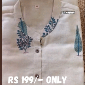 Elegant Off-White Printed Kurti Set – 4 Colors, 3-Piece Collection