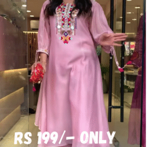 Blush Pink Mirror-Embroidered Suit – A Chic Ethnic Delight