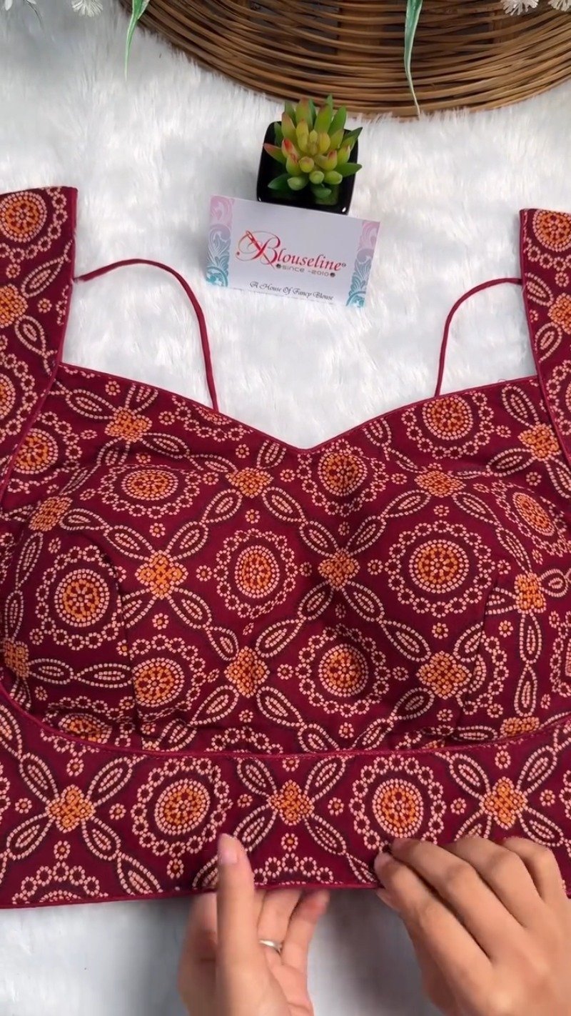 Exquisite Bandhani Print Designer Blouse – Available in Deep Maroon, Mustard Yellow, and Olive Green - Image 5